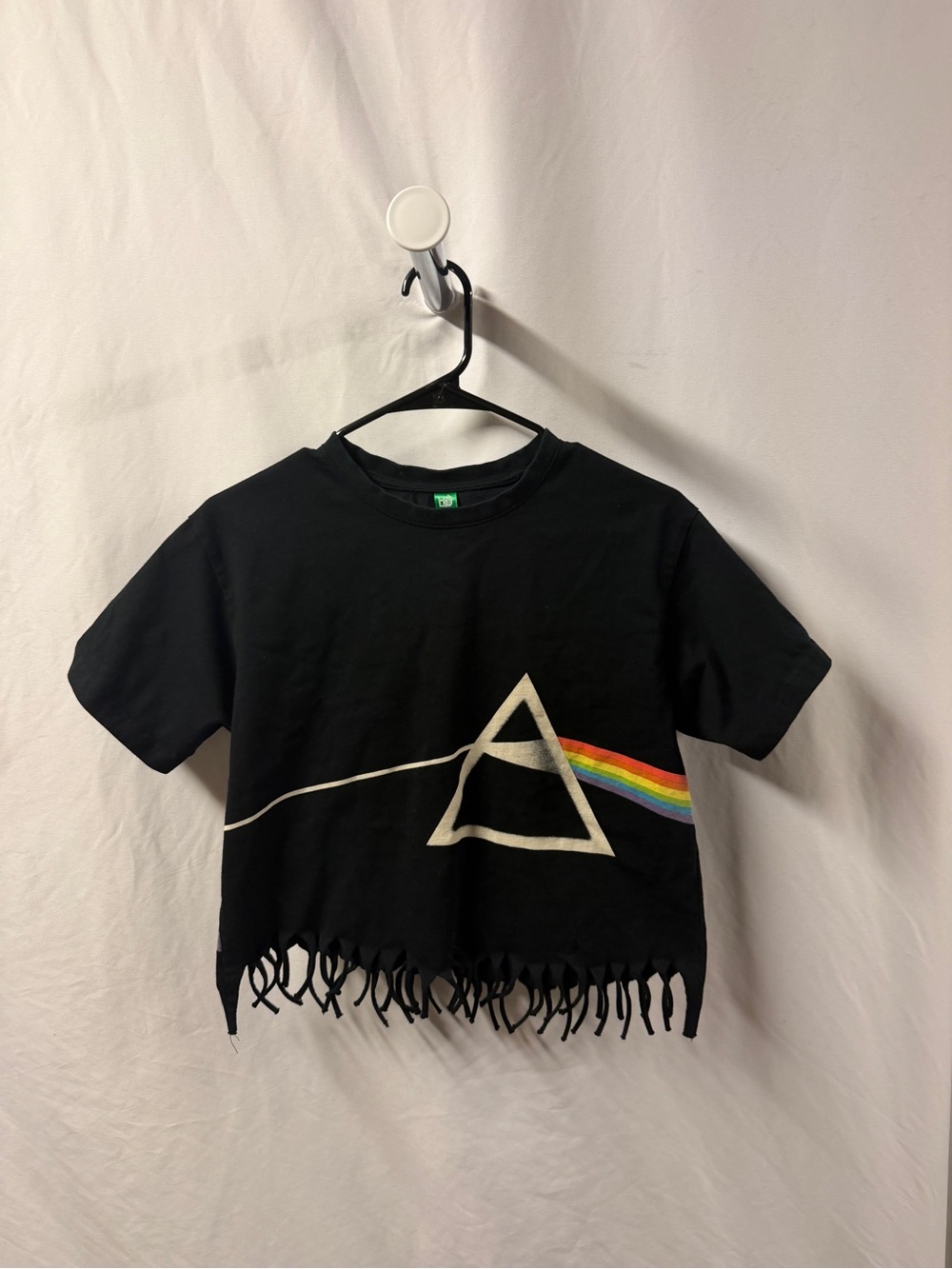 Habitat Black Crop Tee with Prism Rainbow Graphic